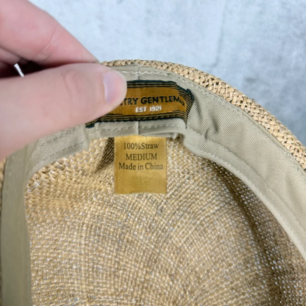 Country Gentleman Mens Medium Straw Flat Cap Tan Woven Driver Hat